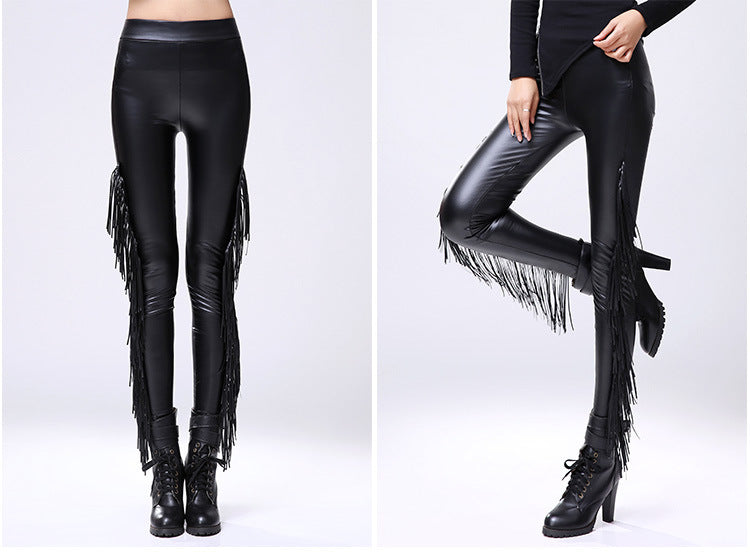 Texas (faux) Leather Fringe Leggings