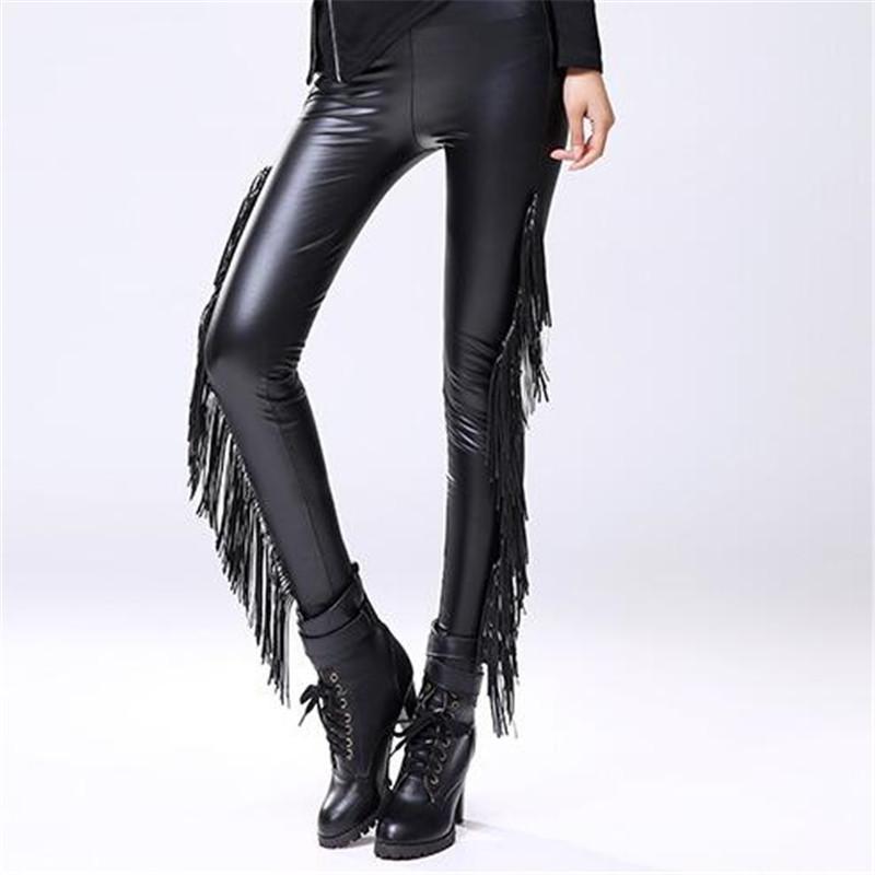 Texas (faux) Leather Fringe Leggings