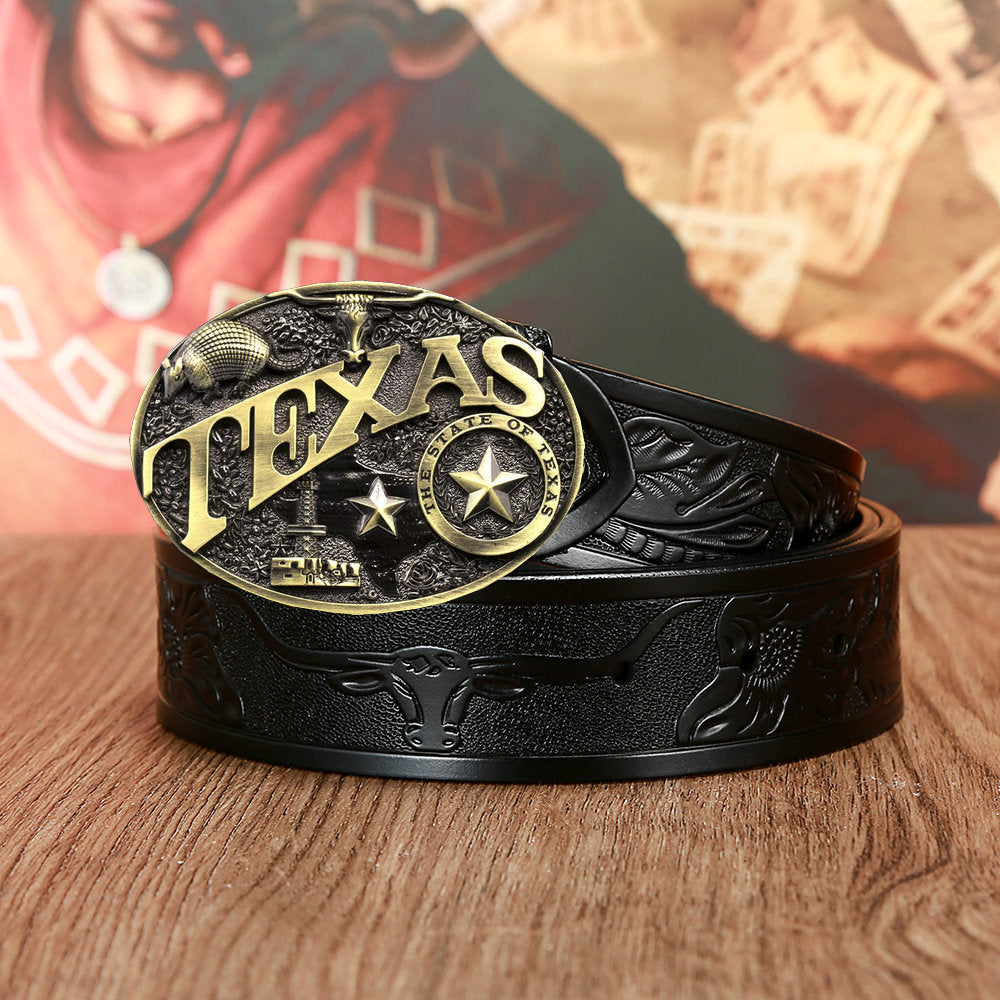 Texas Longhorn Belt Buckle Belt