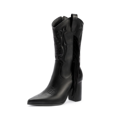 Embroidered Fringe Western Cowboy Boot