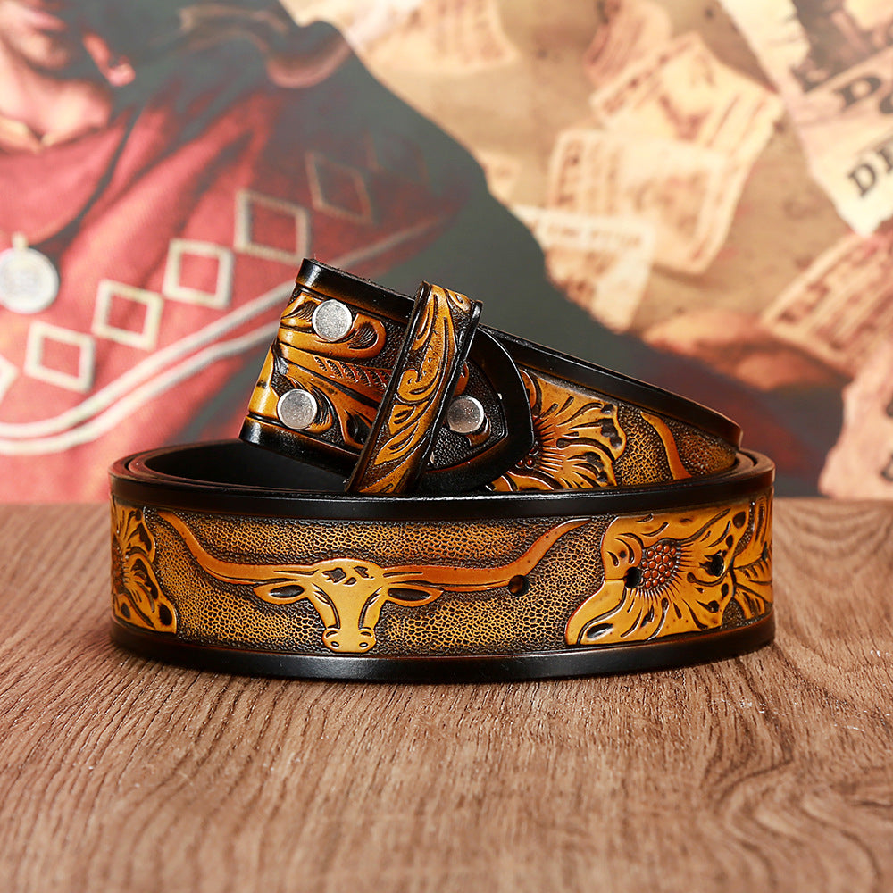 Texas Longhorn Belt Buckle Belt