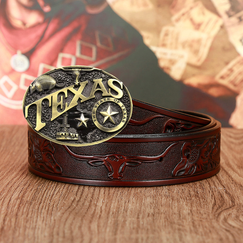 Texas Longhorn Belt Buckle Belt
