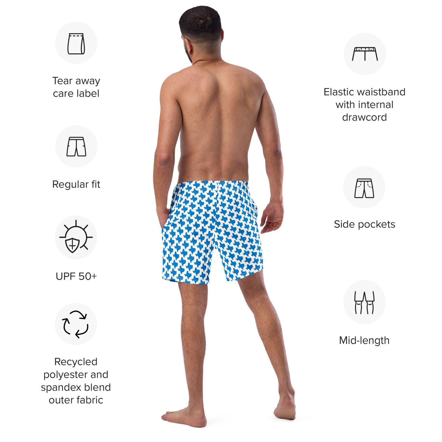 TEXAS Men's swim trunks