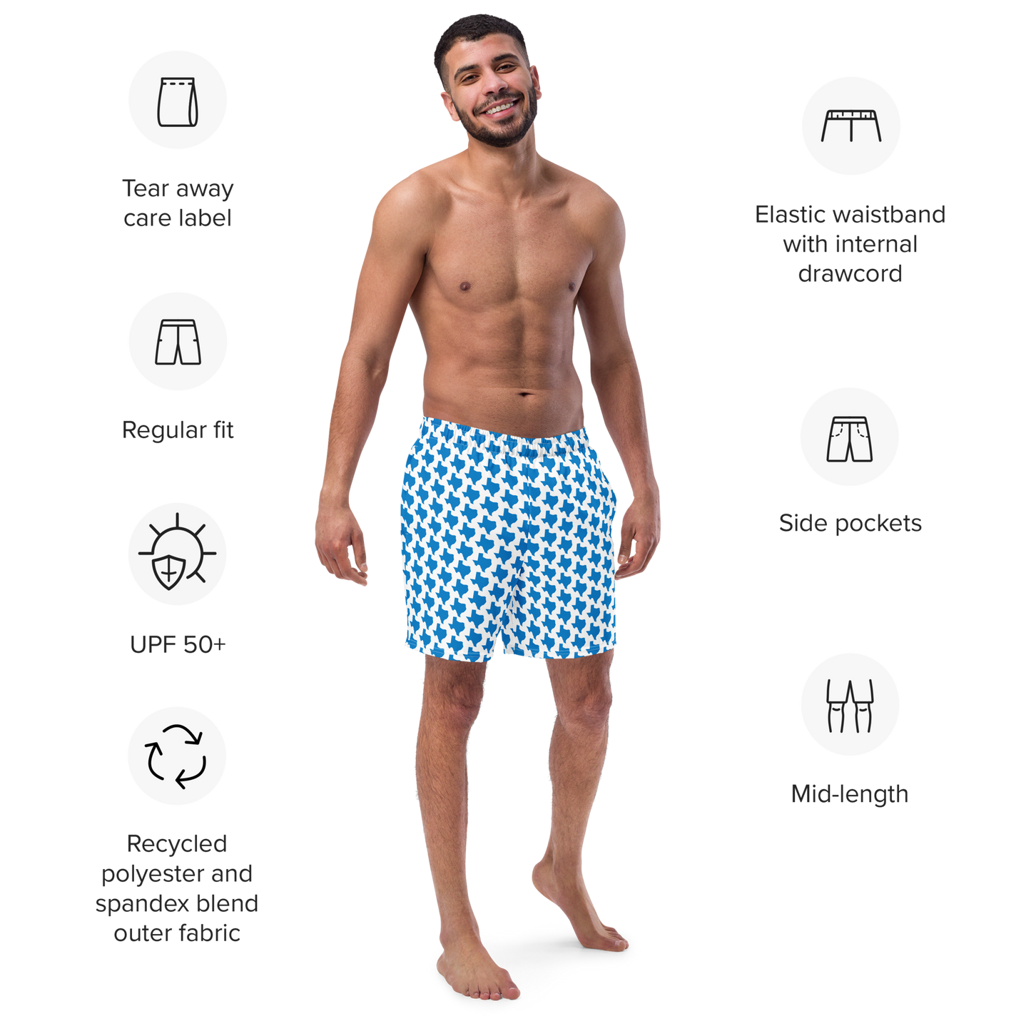 TEXAS Men's swim trunks