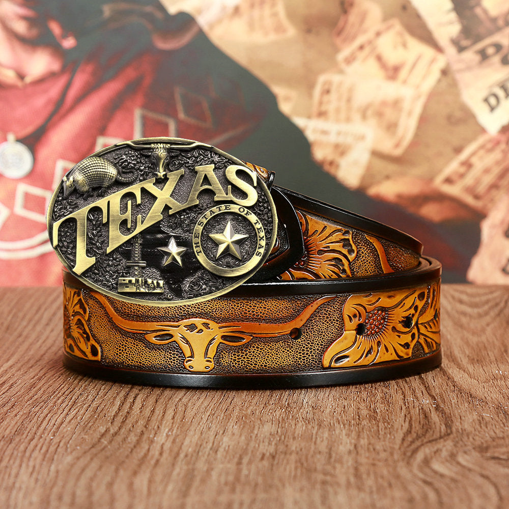 Texas Longhorn Belt Buckle Belt