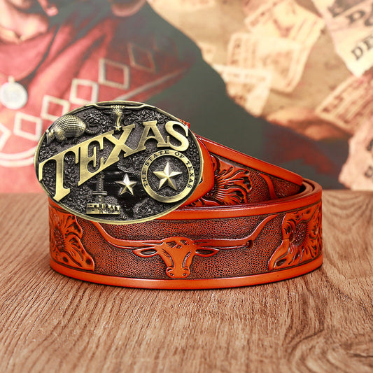 Texas Longhorn Belt Buckle Belt